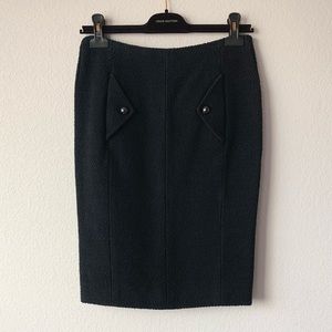 Chanel cc button tweed pencil skirt